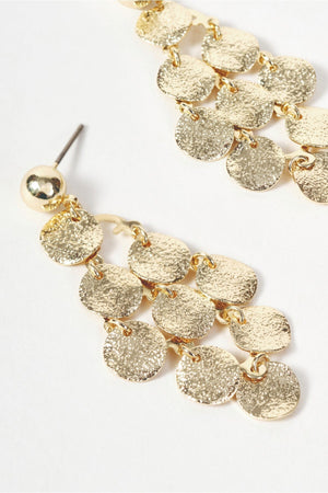 Carraig Donn Gold Hammered Disc Drop Earrings