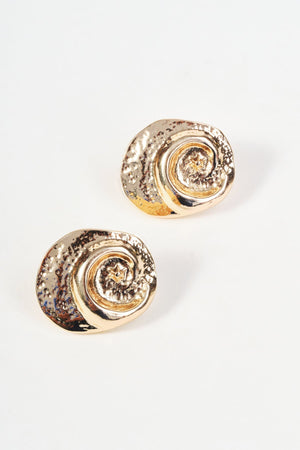 Carraig Donn Gold Hammered Effect Swirl Statement Stud Earrings