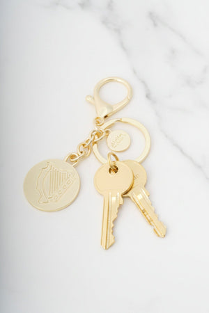 Carraig Donn Gold Harp Handbag Charm Keyring