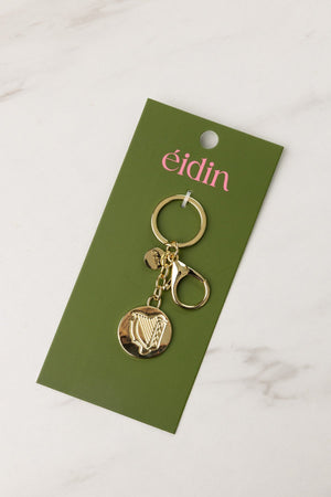 Carraig Donn Gold Harp Handbag Charm Keyring