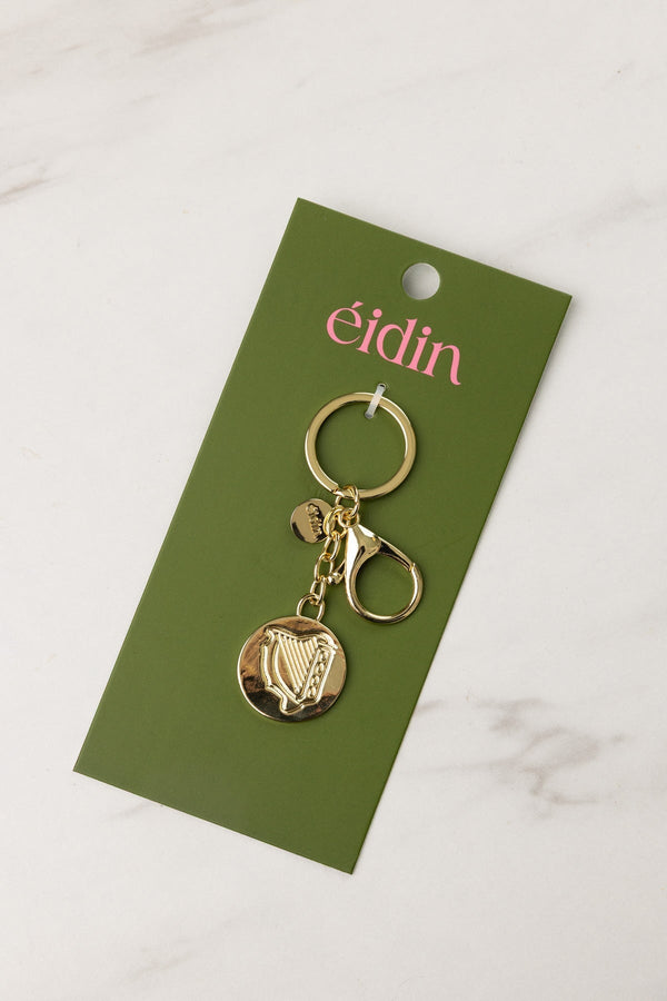 Carraig Donn Gold Harp Handbag Charm Keyring