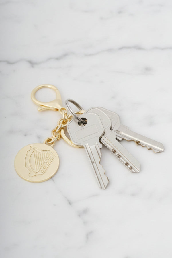 Carraig Donn Gold Harp Handbag Charm Keyring