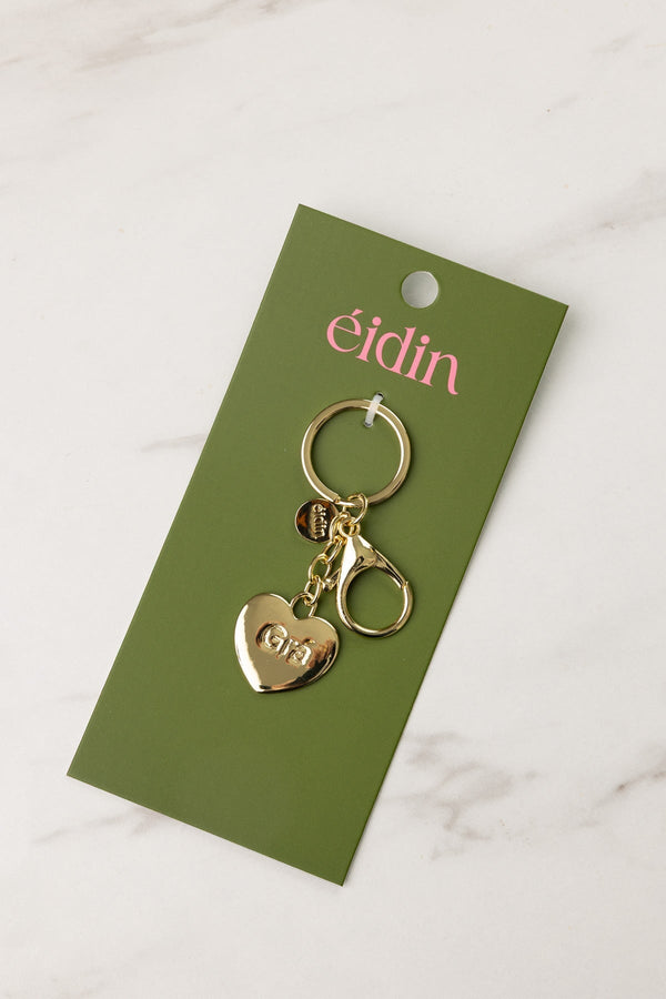 Carraig Donn Gold Heart "Gra" Handbag Charm Keyring