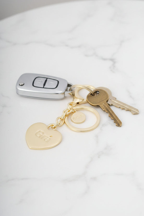 Carraig Donn Gold Heart "Gra" Handbag Charm Keyring