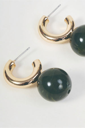 Carraig Donn Gold Hoop & Green Bead Drop Earrings