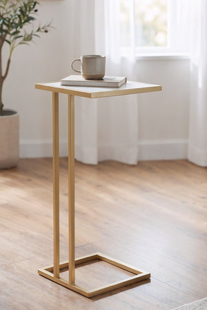 Carraig Donn Gold Hugo Mirrored Iron 56cm Side Table