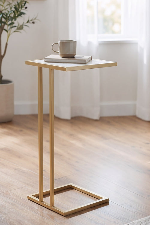 Gold Hugo Mirrored Iron 56cm Side Table