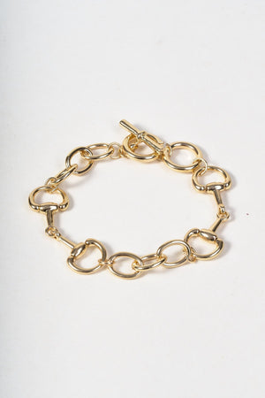 Carraig Donn Gold Interlocking Horsebit Link Chunky Bracelet