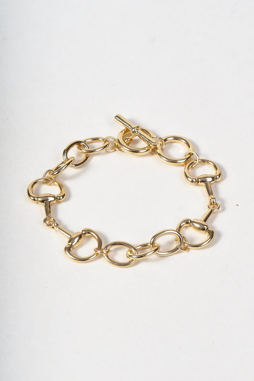 Gold Interlocking Horsebit Link Chunky Bracelet