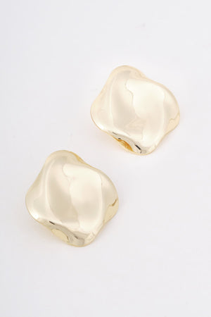 Carraig Donn Gold Large Square Wave Stud Earrings