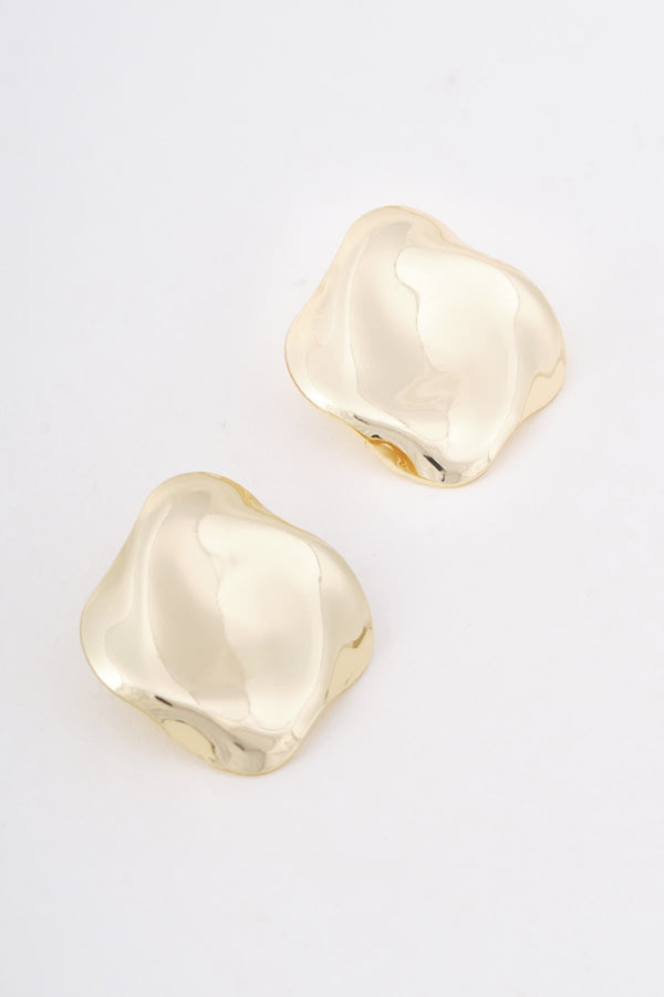 Carraig Donn Gold Large Square Wave Stud Earrings