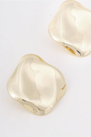 Carraig Donn Gold Large Square Wave Stud Earrings