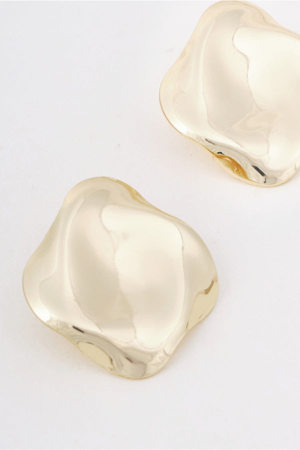 Carraig Donn Gold Large Square Wave Stud Earrings