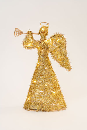 Carraig Donn Gold LED Trumpet Playing Angel Christmas Tree Topper