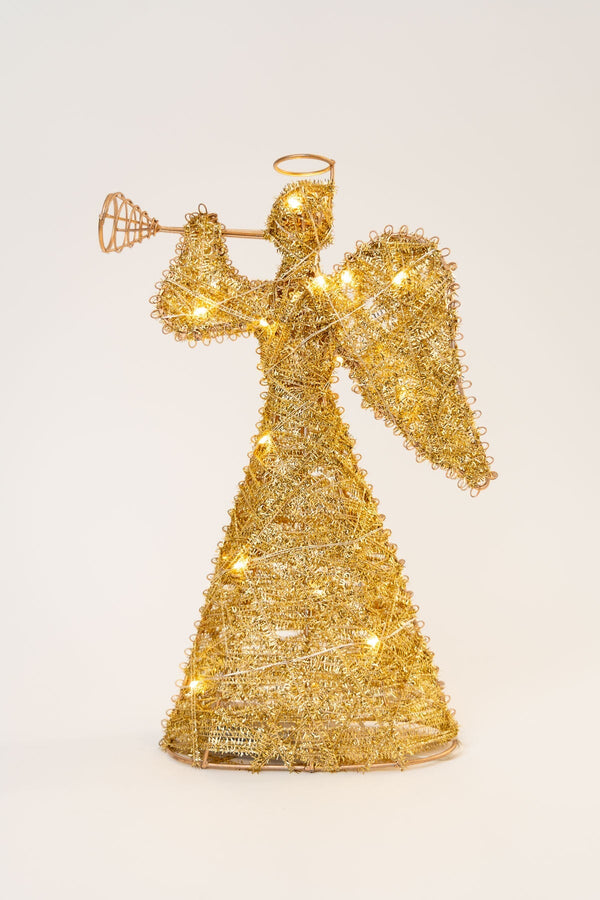 Carraig Donn Gold LED Trumpet Playing Angel Christmas Tree Topper