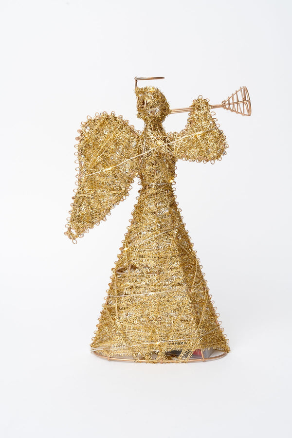 Carraig Donn Gold LED Trumpet Playing Angel Christmas Tree Topper