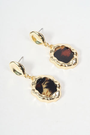 Carraig Donn Gold Leopard Print Disc Drop Earrings