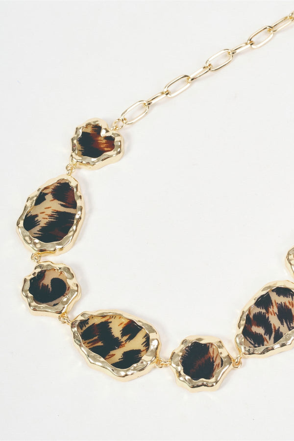 Carraig Donn Gold Leopard Print Disc Link Necklace