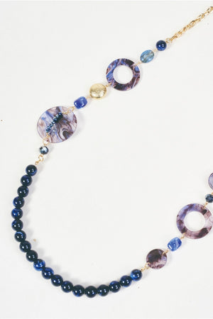 Carraig Donn Gold Link & Blue Mixed Stone Beaded Long Necklace