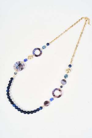 Carraig Donn Gold Link & Blue Mixed Stone Beaded Long Necklace