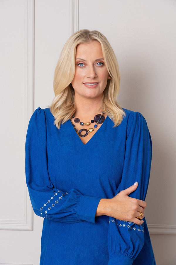 Carraig Donn Gold Link & Blue Mixed Stone Beaded Long Necklace