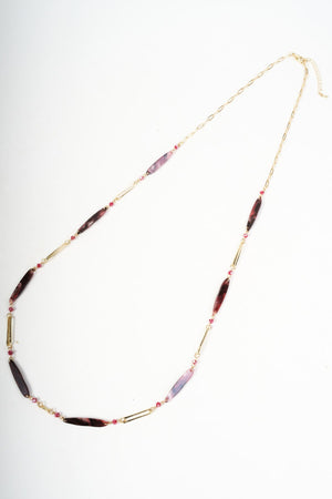 Carraig Donn Gold Link & Red Long Bar Beaded Necklace