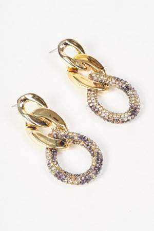 Carraig Donn Gold Link Rhinestone Drop Earrings