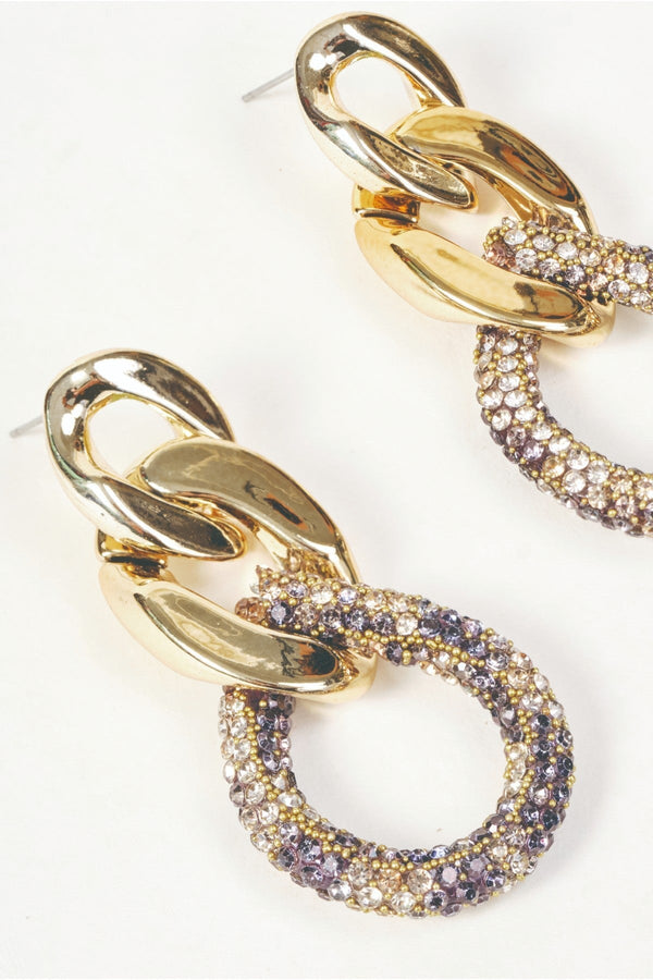 Carraig Donn Gold Link Rhinestone Drop Earrings