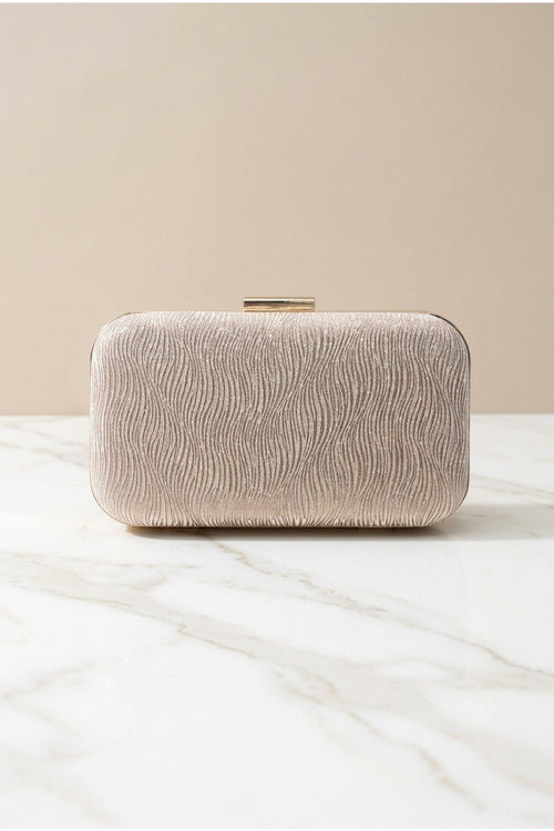 Gold Metallic Textured Clutch Bag