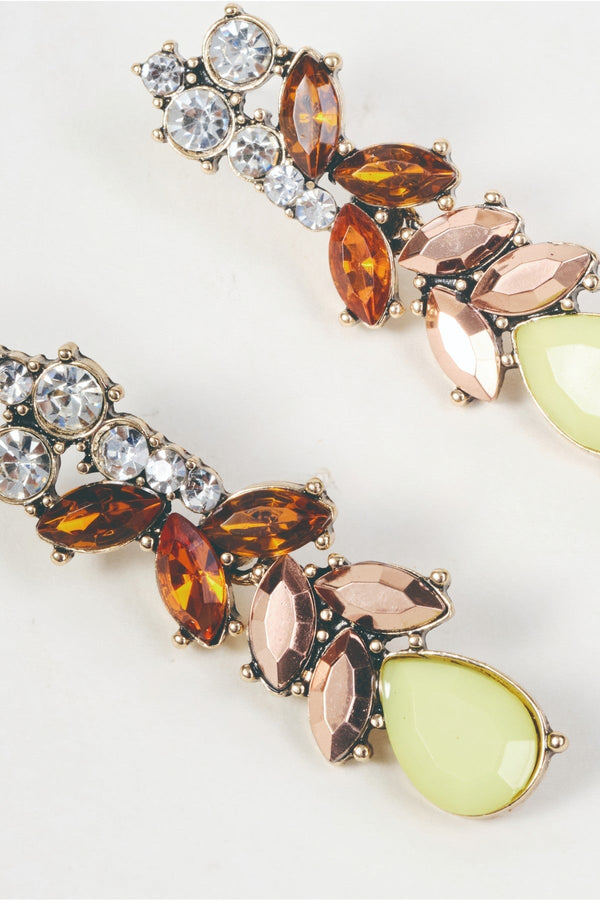 Carraig Donn Gold Multi Colour Crystal & Yellow Stone Drop Earrings