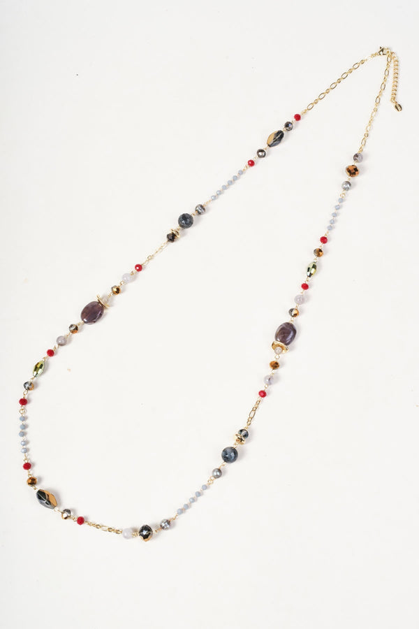 Carraig Donn Gold & Multi Coloured Long Beaded Necklace