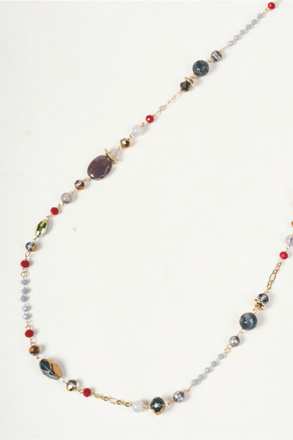 Carraig Donn Gold & Multi Coloured Long Beaded Necklace