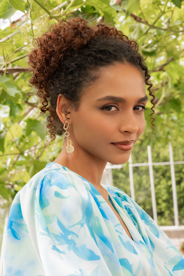 Carraig Donn Gold Multi Disc Drop Earrings