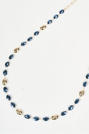 Carraig Donn Gold & Navy Oval Beaded Long Chain Necklace