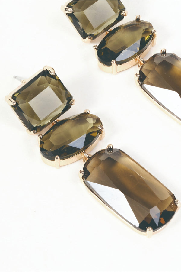 Carraig Donn Gold Olive Green Gemstone Drop Earrings