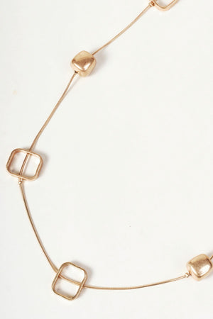 Carraig Donn Gold Open Square Link Long Necklace