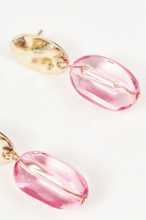 Carraig Donn Gold & Pink Oval Stone Drop Earrings