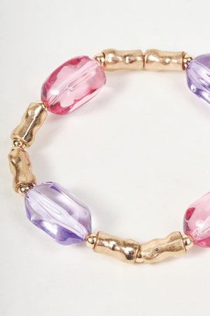 Carraig Donn Gold Pink & Purple Stone Beaded Bracelet