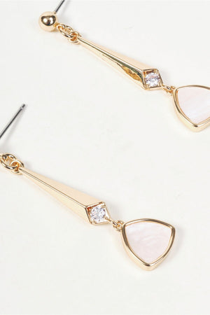 Carraig Donn Gold & Pink Shell Long Drop Earrings