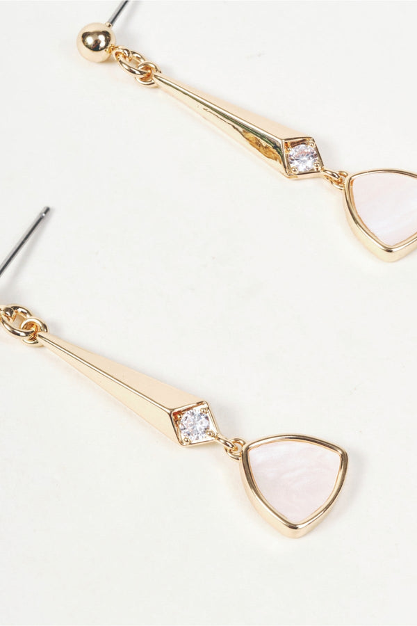Carraig Donn Gold & Pink Shell Long Drop Earrings