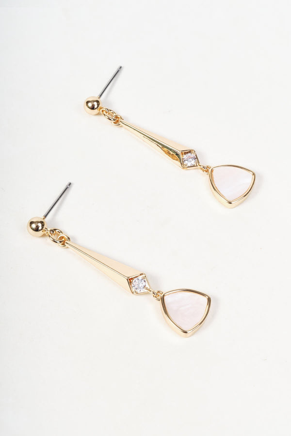 Carraig Donn Gold & Pink Shell Long Drop Earrings