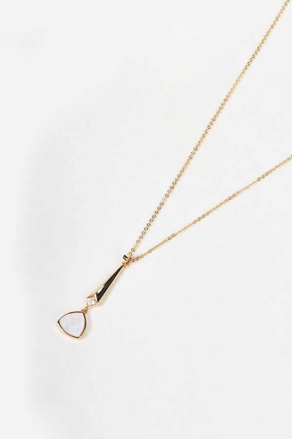 Carraig Donn Gold & Pink Shell Long Pendant Necklace