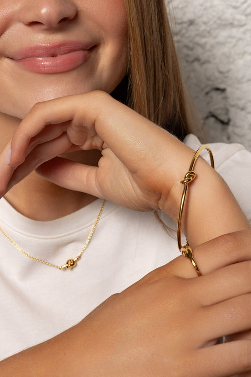 Carraig Donn Gold Plated Knot Bangle Bracelet