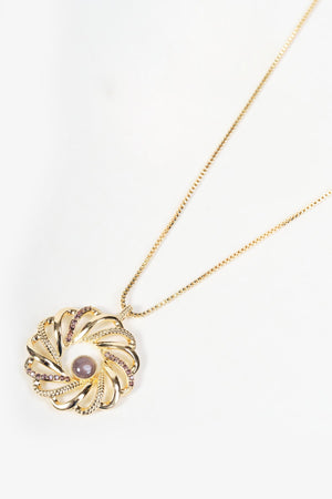 Carraig Donn Gold & Purple Diamante Swirl Pendant Necklace