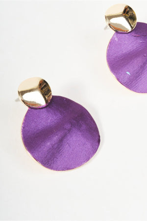 Carraig Donn Gold & Purple Disc Stud Earrings