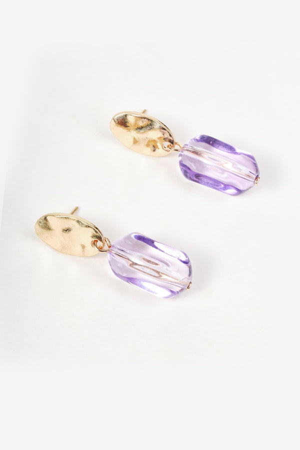 Carraig Donn Gold & Purple Oval Stone Drop Earrings