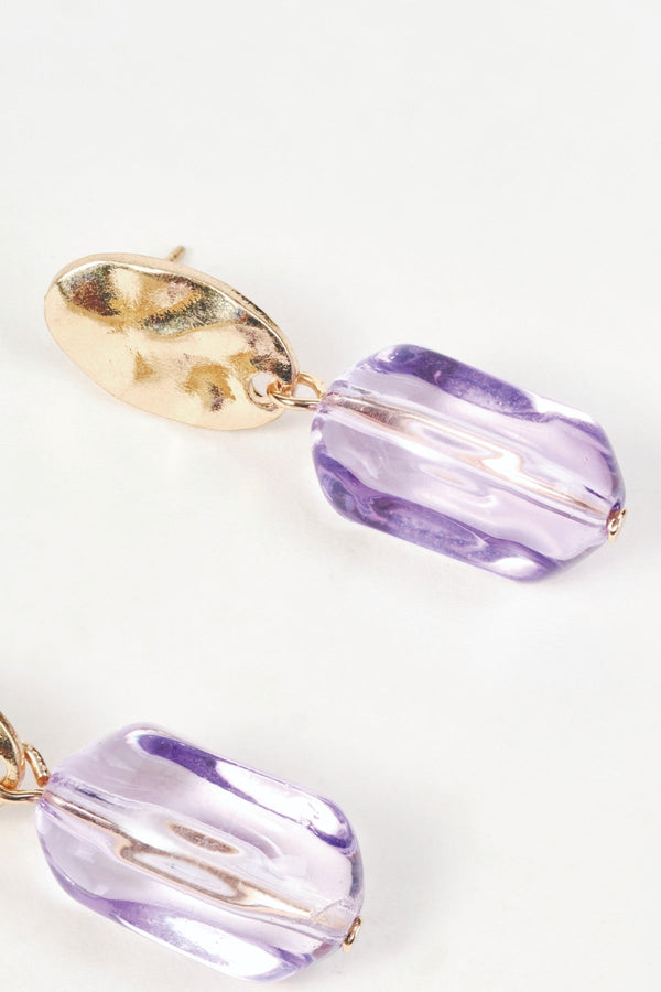 Carraig Donn Gold & Purple Oval Stone Drop Earrings