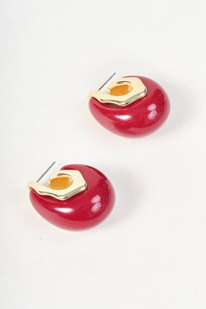 Carraig Donn Gold & Red Dome Hoop Earrings