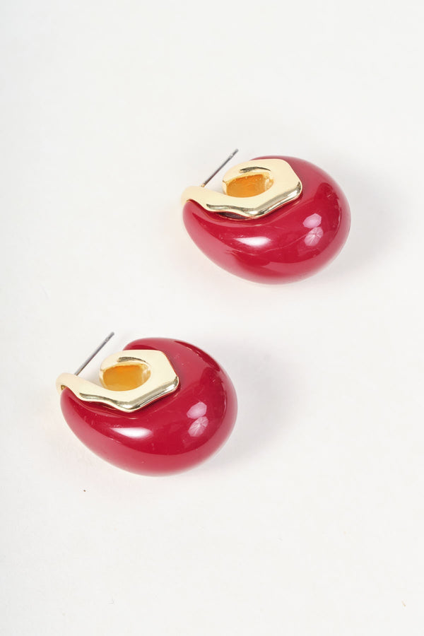 Carraig Donn Gold & Red Dome Hoop Earrings