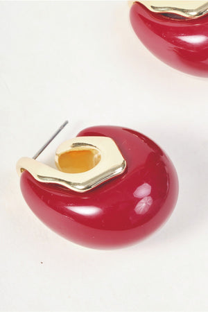 Carraig Donn Gold & Red Dome Hoop Earrings